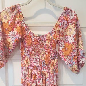 NWT:  Velvet Torch Ruched Floral Pring Mini Dress Size XS